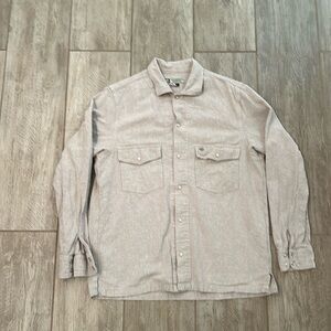 Seager x Huckberry Linen pearl snap shirt.